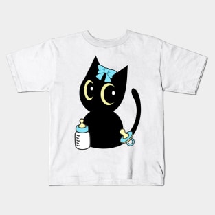 Cute black cat is a baby Kids T-Shirt